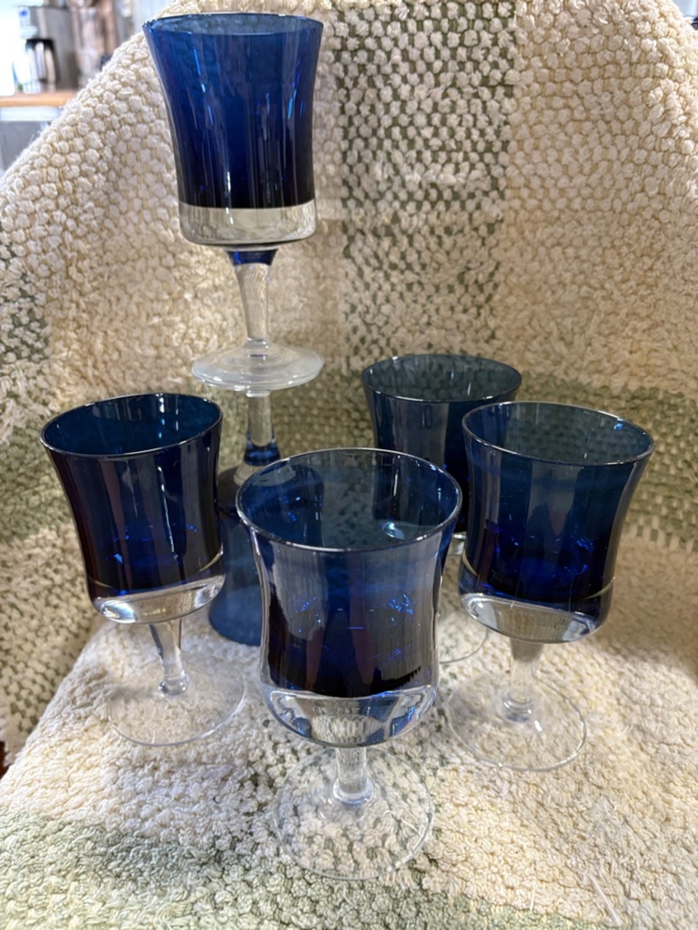 Mirage Blue Denby made in Sweden wine or juice glasses set of 6